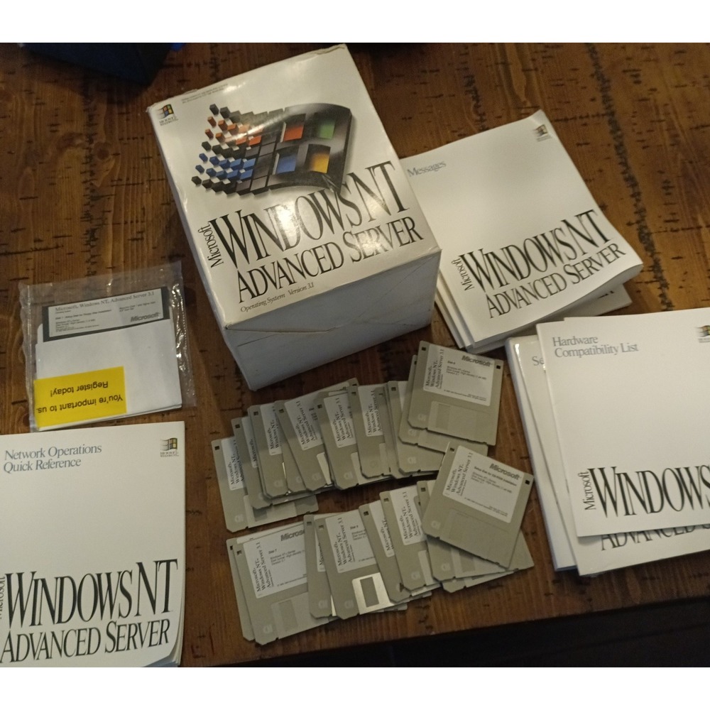 Microsoft Windows NT Advanced Server Version 3.1 CD, 23- 3.5" & 1- 5.25" Floppys